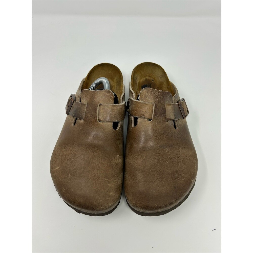 Birkenstock Boston Clogs Tobacco Brown Slip-On Buckle Cork Footbed Size 38 - Picture 6 of 14